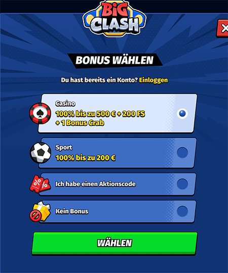 Wie man sich im Big Clash Casino registriert